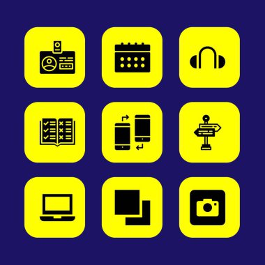 Temel vektör Icon set. akıllı telefon, laptop, açık kitap ve Katmanlar