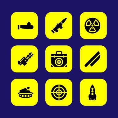 Silah vektör Icon set. radyasyon, bıçak, silah, nişan
