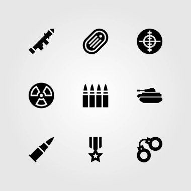Silah vektör Icon set. kurşun, AIM, madalya ve başlatıcısı
