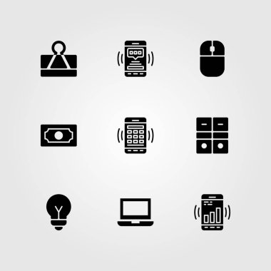 İş vektör Icon set. fare, smartphone, para ve dizüstü