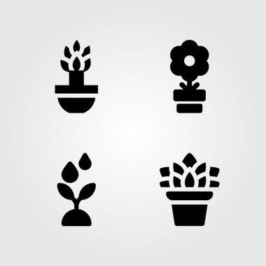 Karanfiller Icon set vektör. çiçek, sucus ve bitki