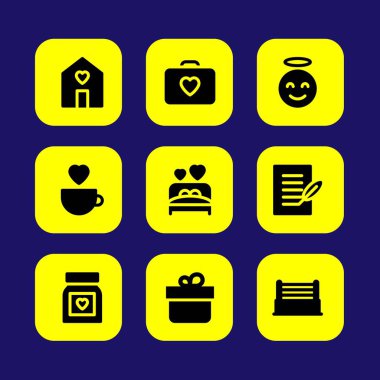 Sevgililer günü vektör Icon set. Yüzük, aşk mektubu, Sevgililer günü ve melek 