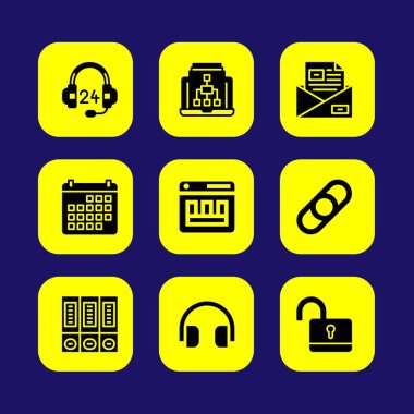 Temel vektör Icon set. dizüstü bilgisayar, tarayıcı, bağlantı ve e-posta