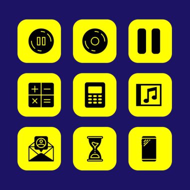 Temel vektör Icon set. kayıt düğmesine, mektup, Duraklat ve kayıt