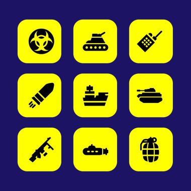 Silah vektör Icon set. volki tolki, biohazard, kurşun ve denizaltı