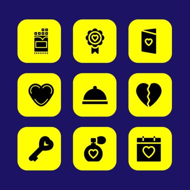 Sevgililer günü vektör Icon set. rozet, sevgi, aşk kartı ve plaka seviyorum
