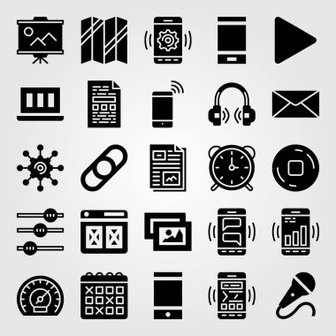 Temel vektör Icon set. mikrofon, tarayıcı, smartphone ve resim