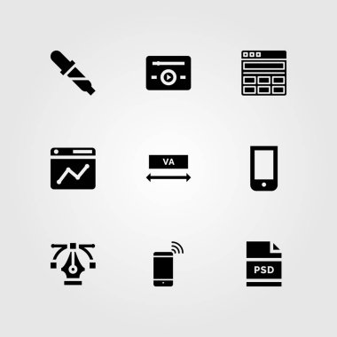 Web tasarım vektör Icon set. PSD, pipet, yazma ve akıllı telefon