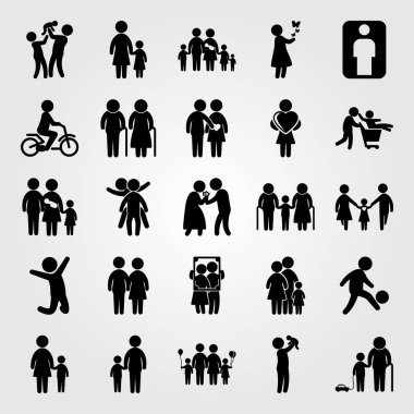 İnsanlar Icon set vektör. insan, baba, kelebekler ve kız ile kız