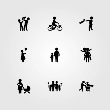 İnsanlar simge vektör ayarlayın. evlat, anne, anne ve çocuk