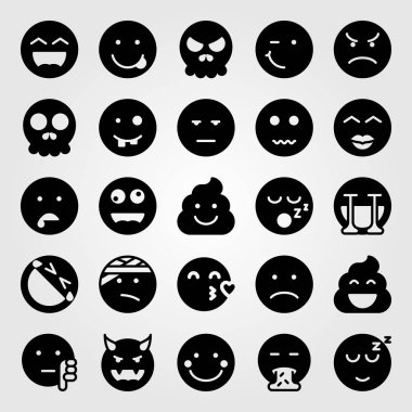 Duygular Icon set vektör. Sevgililer günü, wink, sevmediğim ve utangaç