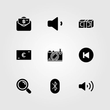 Düğmeleri Icon set vektör. düğme, para, arka ve Doları