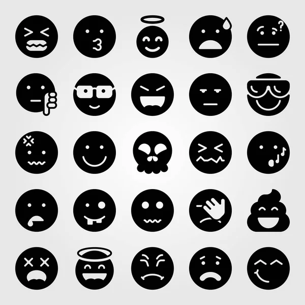 Emotions vector icon set. skull, valentines day, ugly and shocked — Stock Vector