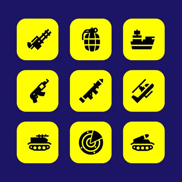 Arma vector icono conjunto. granada, tanque, rifle y crucero — Vector de stock