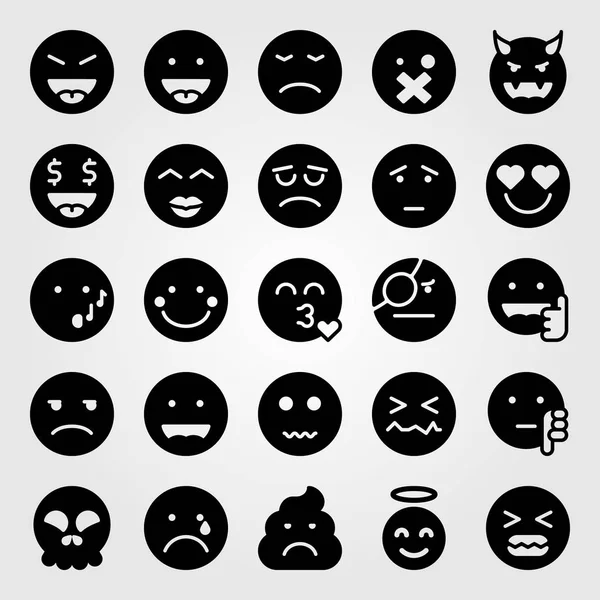 Emoties vector icon set. duizelig, zoals, lachen en verdrietig — Stockvector