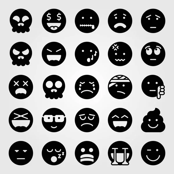 Emotions vector icon set. bored, launghing, sad and poo