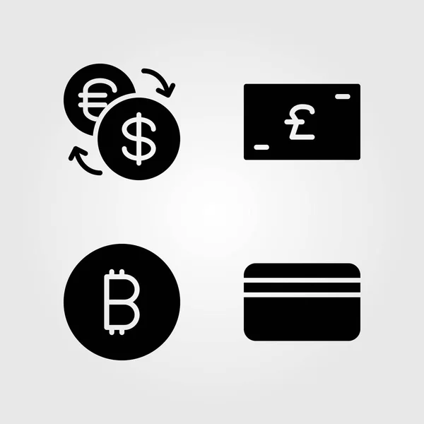Conjunto de iconos bancarios. Moneda de ilustración vectorial, libra esterlina, cambio y tarjeta de crédito — Vector de stock