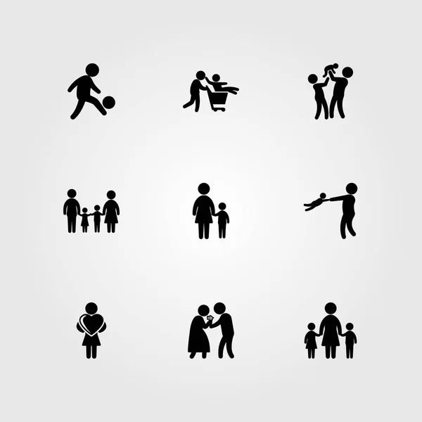 L'icona umana imposta il vettore. giocatore di calcio, uomo, donna e figlio — Vettoriale Stock