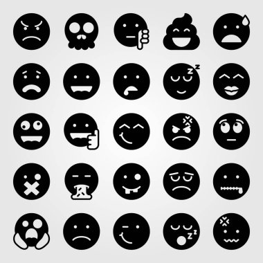 Duygular Icon set vektör. gibi öp, wink ve korkuyor