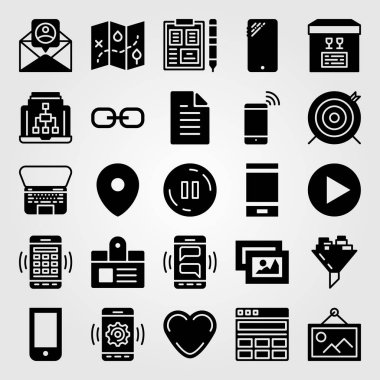 Temel vektör Icon set. tarayıcı, posta, yer tutucu ve mektup