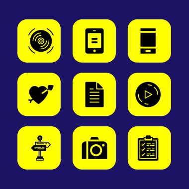 Temel vektör Icon set. Sevgililer günü, oynat düğmesini, smartphone ve oyun