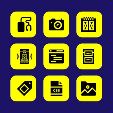 Web tasarım vektör Icon set. Tel kafes, duyarlı, css ve etiketi