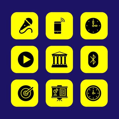 Temel vektör Icon set. mikrofon, düğme, hedef ve akıllı telefon