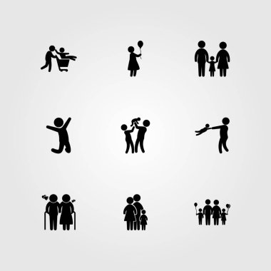 İnsanlar simge vektör ayarlayın. Baba, anne, yaşlı adam ve ailesi