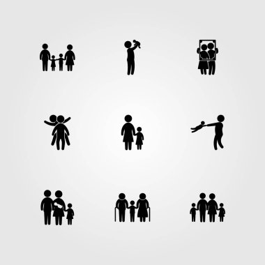 İnsanlar simge vektör ayarlayın. aşk, kız, dedesi ve çocuk