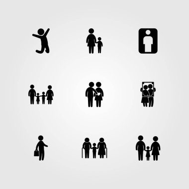 İnsanlar simge vektör ayarlayın. aşk, çocuk, çerçeve ve oğlu
