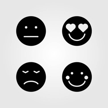 Duygular Icon set vektör. utangaç, kızgın, gülümseme ve aşık