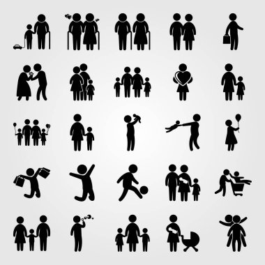 İnsanlar simge vektör ayarlayın. insan, futbolcu, kız ve iş