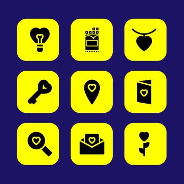 Sevgililer günü vektör Icon set. Rose, aşk mektubu, arama sevgi ve kalp