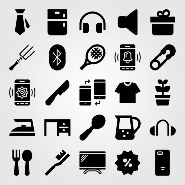 Alışveriş vektör Icon set. gömlek, Hediyelik, kravat ve kavanoz