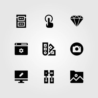 Web tasarım vektör Icon set. tarayıcı, pantone, app ve klasör