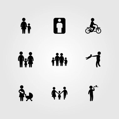 İnsanlar simge vektör ayarlayın. Bebek, çocuk, kız ve çocuk ile anne