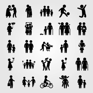 İnsanlar Icon set vektör. Anne, kız, baba ve insan