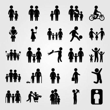 İnsanlar Icon set vektör. iş, Bebek, büyükanne ve çocuk