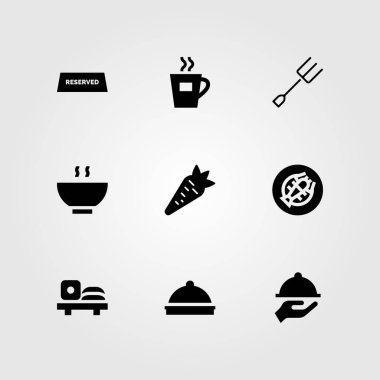 Restoran vektör Icon set. havuç, saklıdır, suşi ve çay