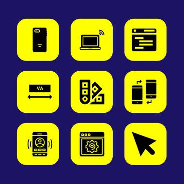 Web tasarım vektör Icon set. tarayıcı, yazma, pantone ve imleç