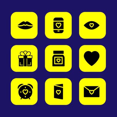 Sevgililer günü vektör Icon set. Sevgililer günü, aşk göz, tr posta ve aşk cep