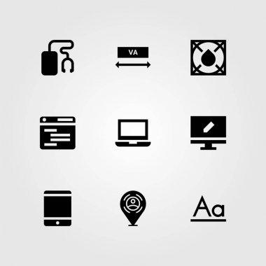 Web tasarım vektör Icon set. tarayıcı, yazma, tablet ve monitör