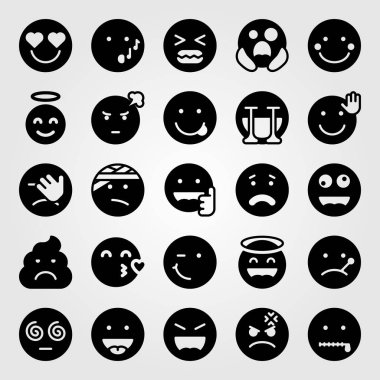 Duygular Icon set vektör. Efes, gizli, hangi tarihlerde ve tiksinti