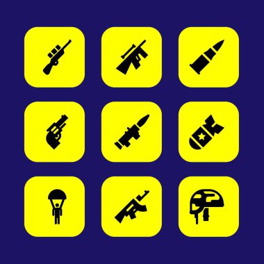 Silah vektör Icon set. tüfek, keskin nişancı, roket ve tabanca