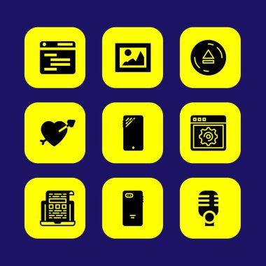 Temel vektör Icon set. resim, Sevgililer günü, tarayıcı ve akıllı telefon