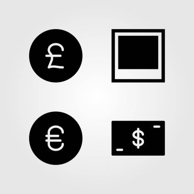 Düğmeler simgeler kümesi. Vektör çizim fotoğraf, Doları, Polonya Zlotisi ve euro