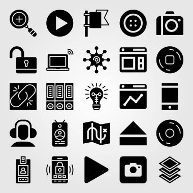 Temel vektör Icon set. tarayıcı, arşiv, kırık link ve fikir