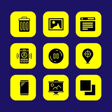 Temel vektör Icon set. yer tutucu, pause, çöp kutusu ve Katmanlar