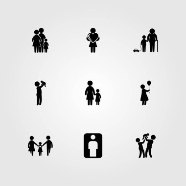İnsanlar simge vektör ayarlayın. Baba, torunu, Bebek ve bebek ile baba
