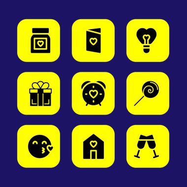 Sevgililer günü vektör Icon set. Sevgililer günü, aşk, öpücük ve Hediyelik